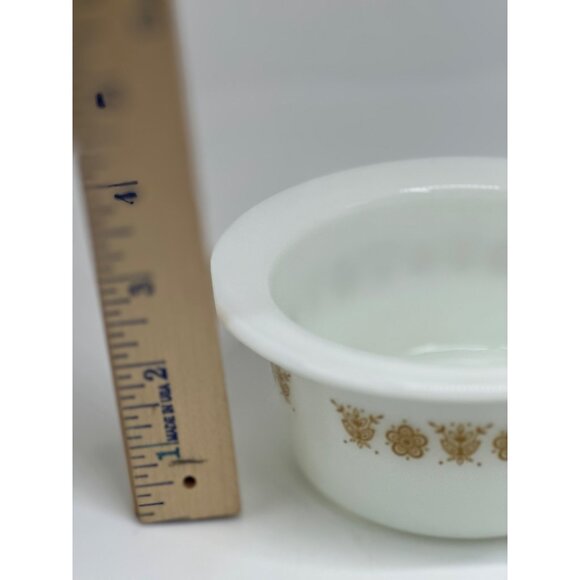 VTG Pyrex Butterfly Gold Butter Dish Bowl White Milk Glass w/ Gold Floral NO LID - Picture 6 of 6